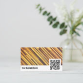 Vertaler Elegant Wood Background QR Code Visitekaartje (Staand voorkant)