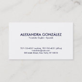 Vertaler Engels - Spaans Feminine Visitekaartje (Achterkant)
