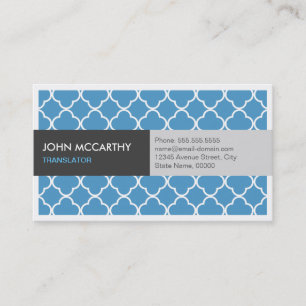 Vertaler - Modern Blue Quatrefoil Visitekaartje