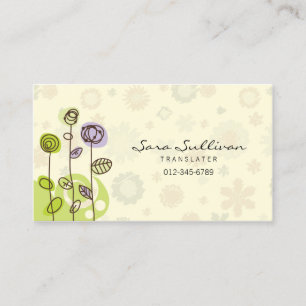 Vertaler Visitekaartje Doodle Line Flowers
