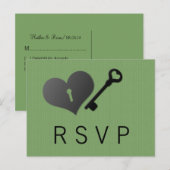 Verte de serrure de coeur et carte de réponse clé (Devant / Derrière)