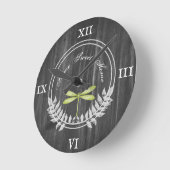 Verte dragonfly Rustique Acrylique Horloge murale (Angle)