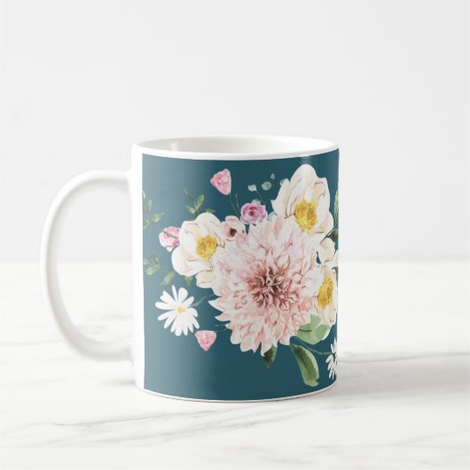 Verte, Fleurs Café Tee Mug Drinkware (Gauche)