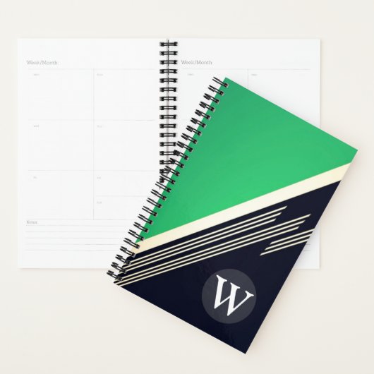 Verte Manly Retro Abstraites bandes Monogramme per (Devant avec enveloppe)