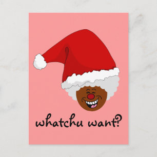 Vertel de zwarte Kerstman wat je voor Kerstmis wil Feestdagenkaart