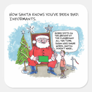 Vertel Santa grote vierkante stickers