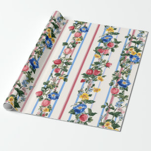 verticaal aardbeien bloemenstreeppatroon cadeaupapier