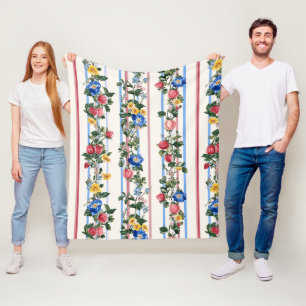  verticaal aardbeien bloemenstreeppatroon fleece deken