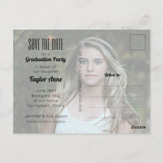 Verticaal Afstuderen Foto opslaan Datum Briefkaart (Achterkant)