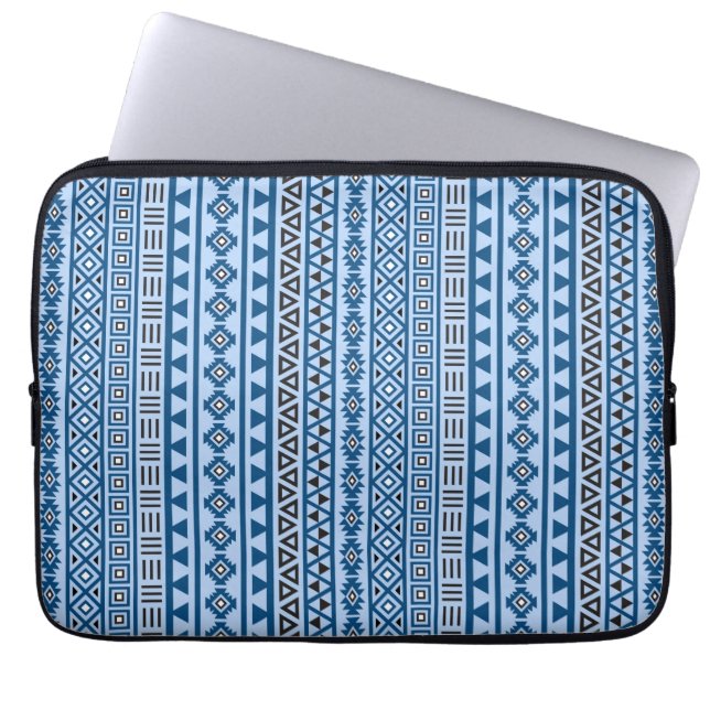 Verticaal Aztec-patroon, zwart-wit Laptop Sleeve (Voorkant)