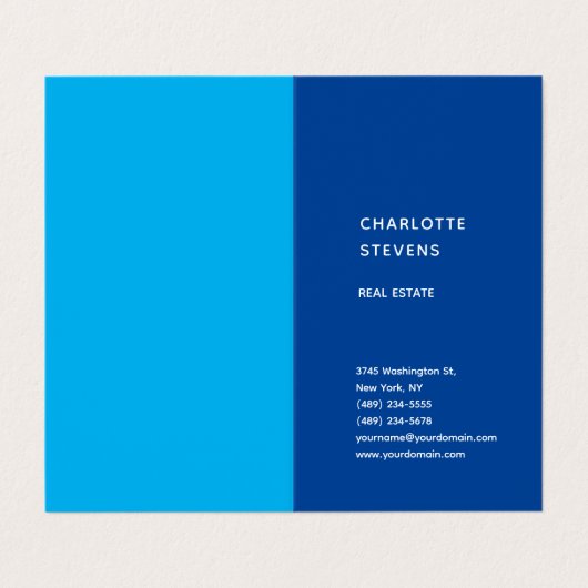 Verticaal Blauw Trendy Minimalistisch Elegant Eenv Visitekaartjes (Buitenkant ongevouwen)