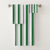 Verticaal bos groen, zilver en witte strepen bad handdoek (Insitu)