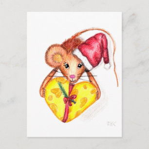 Verticaal briefkaart van de kerstmuis