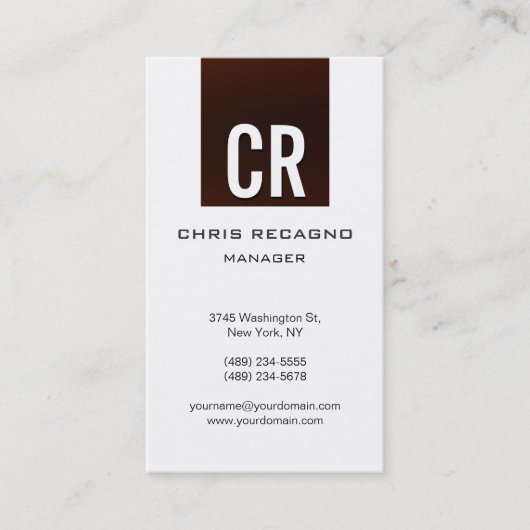 Verticaal Bruin Rood Wit Achtergrond Visitekaartje (Voorkant)