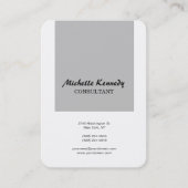 Verticaal chroommatig, eenvoudig grijs witscript visitekaartje (Voorkant)