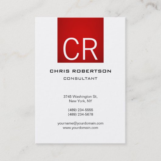 Verticaal Chubby Red Stripe Wit Visitekaartje (Voorkant)