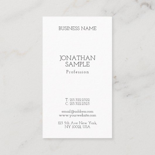 Verticaal creatief minimalistisch ontwerp modern visitekaartje (Achterkant)