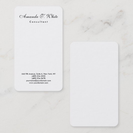 Verticaal eenvoudig minimalistisch penseelscript visitekaartje (Voorkant / Achterkant)