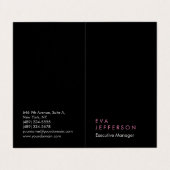Verticaal elegant uniek modern zwart vlak visitekaartjes (Buitenkant ongevouwen)