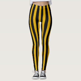 Verticaal goud- en zwarte strepen leggings