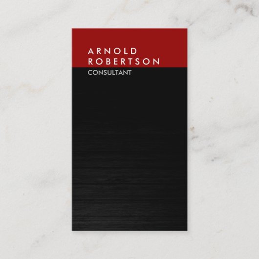 Verticaal grijs donkerrood hout trendy Visitekaart Visitekaartje (Voorkant)