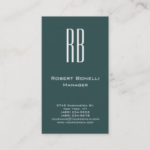 Verticaal grijs modern monogram Visitekaartje