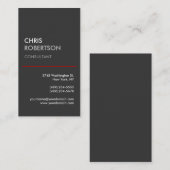 Verticaal grijs Rood Trendy Modern Visitekaartje (Voorkant / Achterkant)