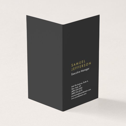 Verticaal grijs zwart professionele vlakte modern visitekaartjes (Buitenkant)