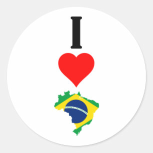 Verticaal I hou van Brazilië / ik hart Brazilië Ronde Sticker