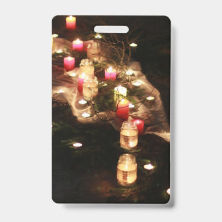Verticaal Kaarslicht Event Badge – Aanpasbaar