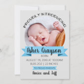 Verticaal met trots introduceren geboorte aankondi aankondiging (Voorkant)