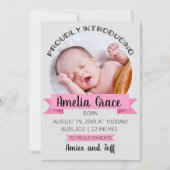 Verticaal met trots introduceren geboorte aankondi aankondiging (Voorkant)