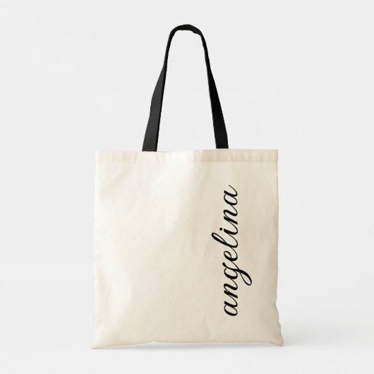 Verticaal modern Cursief Script Name Cadeautje Tote Bag (Achterkant)