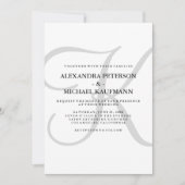 Verticaal Modern Klassiek Monogram in Grijs Huweli Kaart (Voorkant)