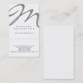 Verticaal modern Monogram White Trend Visitekaartj Visitekaartje (Voorkant / Achterkant)