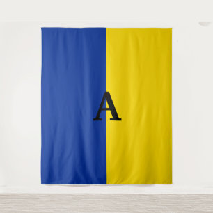 Verticaal Oekraïne Vlag blauw en geel monogram Wandkleed
