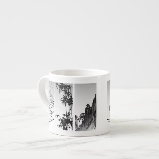 Verticaal Oriental Scroll Espresso Kop (Voorkant links)
