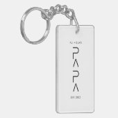 Verticaal Papa Script met Kinder naam Vaderdag Sleutelhanger (Voorkant Links)