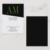 Verticaal professioneel zwart-wit monogram visitekaartje (Voorkant / Achterkant)