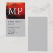 Verticaal rood Abstract grijs monogram Visitekaart Visitekaartje (Voorkant / Achterkant)