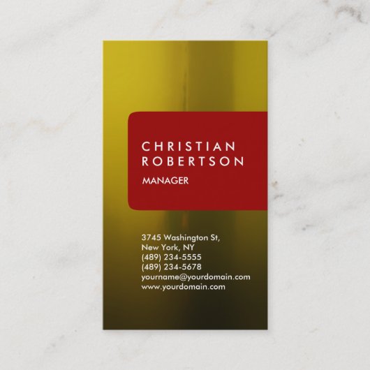 Verticaal rood bruingeel abstract visitekaartje (Voorkant)