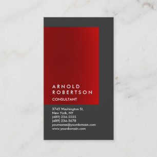 Verticaal Rood Grijs Chic Consultant Visitekaartje