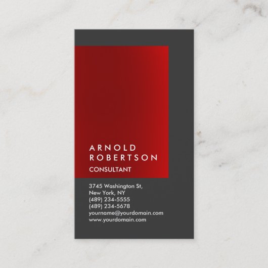 Verticaal Rood Grijs Chic Consultant Visitekaartje (Voorkant)