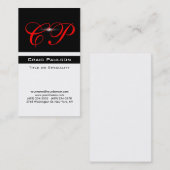Verticaal rood zwart wit monogram Visitekaartje (Voorkant / Achterkant)