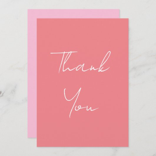 Verticaal roze handgeschreven script bedankkaart (Voorkant / Achterkant)