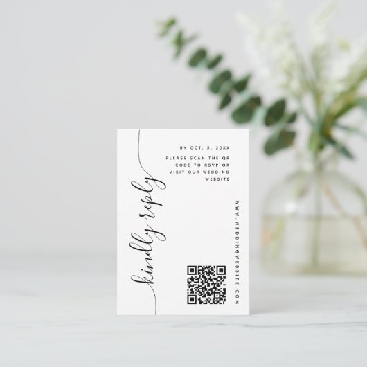 Verticaal Script Bruiloft RSVP Informatiekaartje (Staand voorkant)