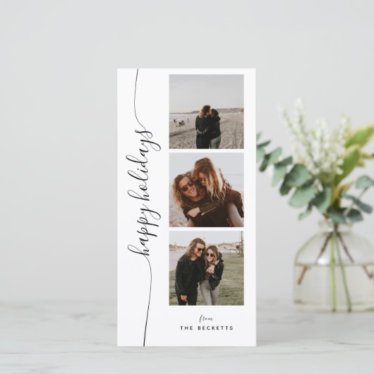 Verticaal script Fotostrip Feestdagenkaart (Staand voorkant)