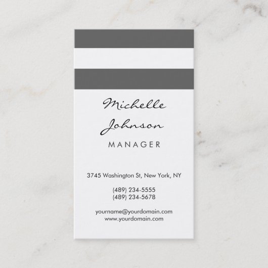 Verticaal Script grijs wit Patroonpatroon Visiteka Visitekaartje (Voorkant)