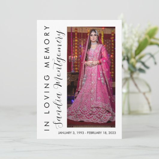 Verticaal script in Loving Memory begrafenis progr Kaart (Staand voorkant)