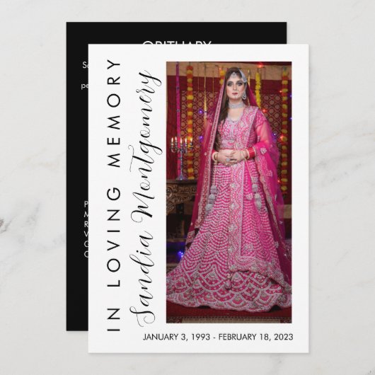 Verticaal script in Loving Memory begrafenis progr Kaart (Voorkant / Achterkant)